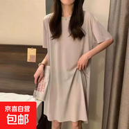 冰絲睡裙女春夏純色睡衣時尚親膚超值家居服女可外穿 灰色 均碼