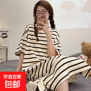 睡裙女夏季可愛(ài)仿棉短袖中長(zhǎng)款連衣裙子夏天2025年新款睡衣家居服 Q56052 M 女