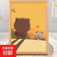 一二布布治愈語錄紀念擺件相框簡約有人陪著是服氣情侶相框裝飾畫 夕陽玫瑰 10寸