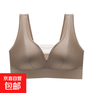 裸感無(wú)痕緞面性感美背內衣女夏季薄款無(wú)鋼圈聚攏側收副乳大碼文胸 咖色-1件裝 L (建議100-120斤)