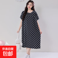 2024年新棉綢睡裙女士夏天長(cháng)款夏季孕婦人造綿大碼連衣裙睡衣居家 經(jīng)典波點(diǎn) M (建議85-125斤)