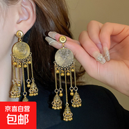 民族風(fēng)鳳凰月牙流蘇耳釘小眾復古設計感耳環(huán)夏季女輕奢高級感耳飾 17#銀針-金色