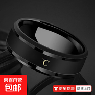 流行時尚創(chuàng)意感溫戒指韓版學(xué)生個性潮人創(chuàng)意溫度嘻哈指環(huán)鈦鋼時尚單身尾戒飾品無需充電 體溫檢測【黑】無需充電 11號直徑20.6一周長64.6MM