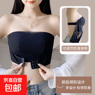 抹胸無肩帶防掉薄款內衣女大胸顯小防下垂超薄防滑聚攏裹抹胸 黑色 75B 34/