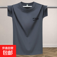 冰絲速干t恤男夏季短袖透氣休閑大碼寬松百搭半袖網(wǎng)眼涼感體恤-SL 灰色（RF勾） 5XL 【180-200斤】