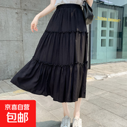 2025新款白色半身裙女春夏小個(gè)子裙子高腰顯瘦a字長(cháng)裙半身蛋糕裙 1022黑色 XL 【推薦125-140斤】