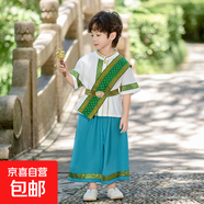 童裝夏季裝云南少數(shù)民族傣族服裝兒童泰國印度舞蹈服幼兒園演出服 男童套裝 100 cm