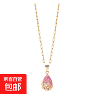 高級感水滴吊墜水晶項鏈女潮網(wǎng)紅輕奢小眾飾品氣質(zhì)百搭鏈鎖骨鏈 粉色