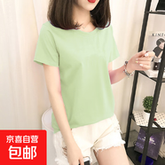 卡通短袖t恤女夏季2025新款內(nèi)搭體恤打底外穿體恤上衣ins超火女潮 綠色 M