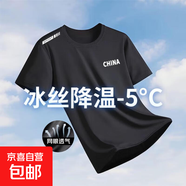 【網(wǎng)眼透氣清爽】夏季印花短袖男運動(dòng)速干男士t恤男冰絲健身衣服 China【黑】 3XL 【建議145-160斤】