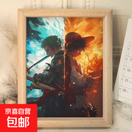 海賊王路飛索隆擺臺相框桌面擺件飾品二次元生日禮物ins裝飾畫(huà)框 路飛索隆 8寸
