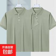 夏季薄款POLO衫男士冰絲透氣短袖t恤男寬松翻領(lǐng)休閑體恤男百搭 純藍(lán)+純藍(lán)【光版蝴網(wǎng)POLO衫】 XL 建議115-130斤