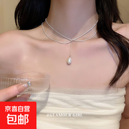 韓國氣質(zhì)愛心蝴蝶珍珠流蘇項鏈小眾時尚高級感鎖骨鏈百搭項飾批發(fā) 16#項鏈-銀色水滴珍珠