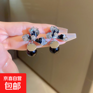 銀針漸變水晶花朵耳環(huán)輕奢設(shè)計(jì)感耳釘日常通勤百搭氣質(zhì)耳飾批發(fā)女 19#銀針-黑色花朵圓牌圓珠