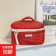 紅白兔子化妝包收納包可愛女學(xué)生便攜大容量全棉絎縫手提包手拿包 有錢兔紅色【化妝包】