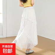 蕾絲半裙不規(guī)則白色半身裙女春夏長裙清爽透氣級裙子復古女長裙 白色-高個子款 XL
