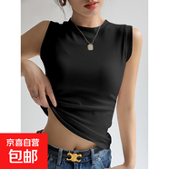 外穿高級感新款坎肩馬甲潮流百搭打底背心女夏季內搭寬肩無(wú)袖上衣 K11-黑色 L 建議95-110斤