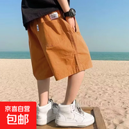 童男短褲日常2025新款夏季中小童男孩休閑褲子五分褲薄款潮松緊腰 YL-2035【橘色】 160