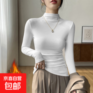 半高領(lǐng)白色德絨打底衫女裝秋冬內搭修身顯瘦緊身上衣磨毛長(cháng)袖t恤 917-白色 4XL 建議155-170斤