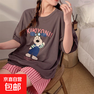夏季2025年新款睡衣女短袖短褲棉質(zhì)可愛(ài)卡通韓版家居服套裝可外穿 Q91016 2XL 女