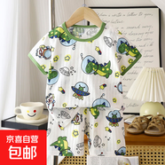 夏季新款童裝兒童短袖短褲套裝男女寶寶T恤男童女童家居服 MY02-短袖-外星龍 130