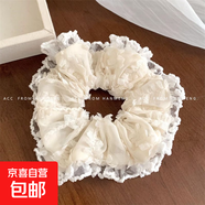 法式重工蕾絲碎花印花蝴蝶結(jié)發(fā)圈發(fā)繩頭繩丸子頭兒童發(fā)飾頭飾馬尾 奶藍(lán)碎花蝴蝶結(jié)發(fā)圈