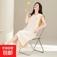 睡裙女夏季純棉薄款無(wú)袖背心睡衣全棉家居服夏款加大碼休閑可外穿 Z32005 2XL