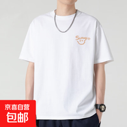 230純棉簡(jiǎn)約字母短袖T恤男圓領(lǐng)寬松休閑百搭潮流2025夏季新款短 白色 SUNNY笑臉 L