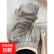 黑白條紋褲女春夏季高腰休閑寬松慵懶遛彎褲顯瘦小個子直筒闊腿褲 黑白條紋 XL