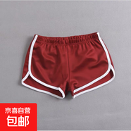 純色運動(dòng)短褲女休閑熱褲寬松夏外穿高腰三分闊腿褲內穿睡褲打底褲 J01簡(jiǎn)約褲-紅色  XL