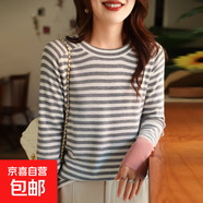 2025新款高級感上衣外搭針織女短外套毛衣/XDPJ02-X N449灰色條紋 XL 120-135斤