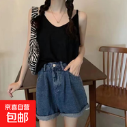 寬松大碼胖mm內(nèi)搭上衣服白色雪花棉打底小背心夏季冰絲V領(lǐng)吊帶女 K27-黑色 2XL 建議130-140斤