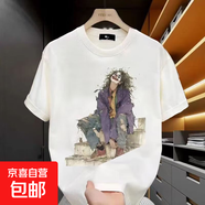 韓版潮牌短袖t恤男2025夏季新款寬松ins潮流休閑青少年百搭上衣QP 頹廢小丑五分袖T恤 XL
