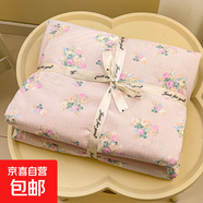 A類(lèi)超柔雙層紗水洗棉四件套碎花被套床單床笠學(xué)生宿舍三件套床上 奶油味的暗戀 2.2m床單四件套被套220x240cm