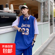 24號籃球服男士短袖套裝夏季冰絲網(wǎng)眼運動五分短褲兩件套學生班服 23號藍色1004 M