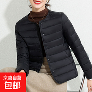 輕薄棉襖女款韓版修身棉衣外套純色簡約秋冬休閑便攜內(nèi)膽棉服J354 黑色 4XL （120-135斤）
