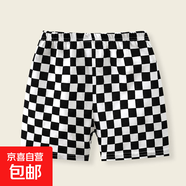 兒童短褲純棉夏季薄款短褲批發(fā)童裝短褲子寶寶睡褲中小童褲頭男童 純棉短褲【黑白格子】 130 CM身高