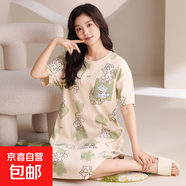 2025新款睡裙女士夏季短袖棉質(zhì)夏天薄款休閑條紋連衣裙睡衣家居服 A13101 XL