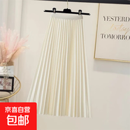 高腰百褶半身裙女春秋新款韓版顯瘦中長(cháng)款a字裙垂感寬松大擺裙子 杏色(百褶工藝) M 【建議100-110斤】
