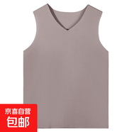 背心男士冰絲無(wú)痕純色打底衫夏季薄款運動(dòng)坎肩內衣無(wú)袖t恤速 灰紫 3XL