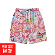 沙灘短褲女夏季新款海綿寶寶卡通印花運動寬松休閑情侶款少女熱褲 叁聯(lián)勝D93粉色 XL