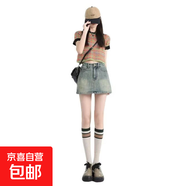 牛仔短裙女2024港風(fēng)新款夏季辣妹高腰顯瘦a字半裙百搭包臀裙子潮 懷舊藍 M
