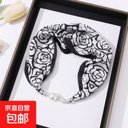 粉色仿絲絲巾磁吸扣項(xiàng)鏈吊墜多巴胺穿搭春秋護(hù)頸椎女小領(lǐng)巾搭襯衫 PC3631-山茶花