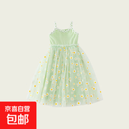 小雛菊花朵網(wǎng)紗女童連衣裙2025夏新款吊帶蓬蓬裙公主裙寶寶沙灘裙 小雛菊網(wǎng)紗裙-淺綠 100 建議身高90-100cm