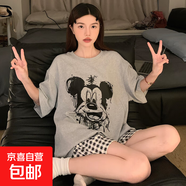 卡通可愛睡衣女夏季新款短袖短褲可外穿小個子休閑寬松學生家居服 6874w#米奇 2XL