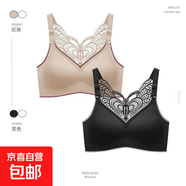 夏季冰絲美背文胸一體抹胸內衣女薄款大胸顯小胸聚攏背心裹胸罩女 黑色+潤膚【倆件裝】 L 碼:95-115斤