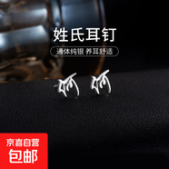 百家姓耳釘S925銀小眾設計感姓氏耳環(huán)男女學(xué)生時(shí)尚潮2025年新款潮 H【何】 925銀