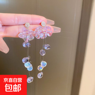 銀針布藝花朵耳環(huán)海邊度假風(fēng)時(shí)尚百搭耳釘個(gè)性氣質(zhì)耳飾送女友禮物 36#銀針-紫色