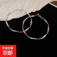 銀針鑲鉆幾何圓圈耳環(huán)氣質(zhì)輕奢高級(jí)感耳圈個(gè)性設(shè)計(jì)冷淡風(fēng)耳飾批發(fā) 11#銀針-銀色扭曲