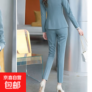 職業(yè)西裝外套女商務(wù)面試正裝白領(lǐng)銷售西服套裝經(jīng)理酒店前臺(tái)工作服 單件灰藍(lán)色褲子 （20912） 3XL